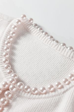 Women’s Delicate White Cardigan with Pearl Details
