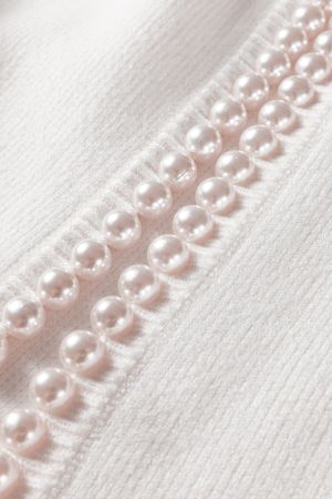 Women’s Delicate White Cardigan with Pearl Details