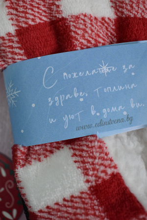 Plush Red and White Plaid Slippers