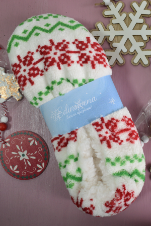 Plush Slippers with Snowflakes