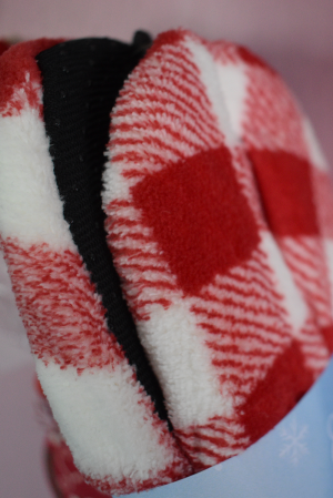 Plush Red and White Plaid Slippers