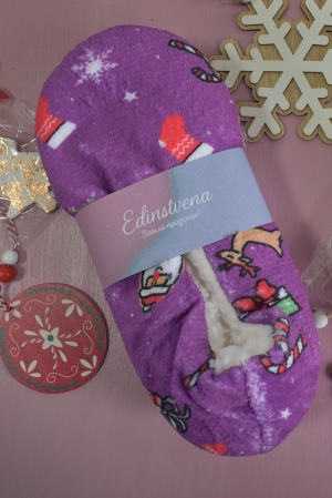 Christmas Plush Slippers in Purple