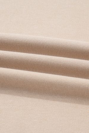 Women's Beige Two Piece Set - Oversized Top and Ribbed Leggings