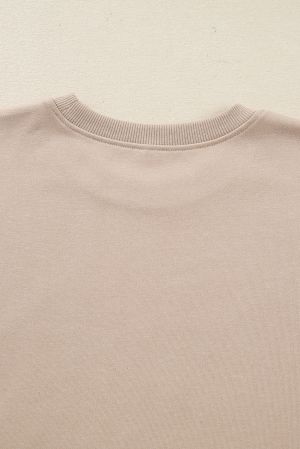 Women's Beige Two Piece Set - Oversized Top and Ribbed Leggings