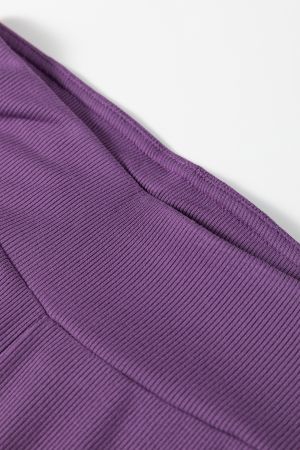 Women's Purple Two Piece Set - Oversized Top and Ribbed Leggings