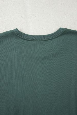 Women's Green Two Piece Set - Oversized Top and Ribbed Leggings