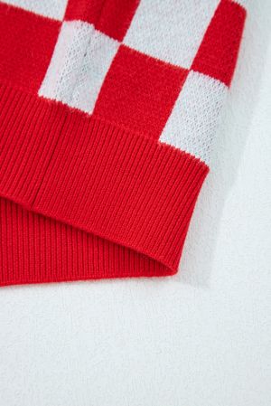 Women’s Christmas Cardigan in Red and White with Tree Pattern