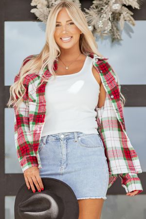 Women’s Christmas Plaid Shacket in Red and Green