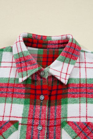 Women’s Christmas Plaid Shacket in Red and Green