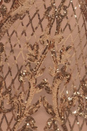 Women's Gold Sequin Square Neck Long Sleeve Maxi Dress GODDIVA