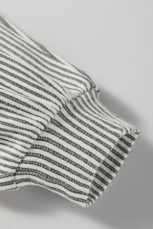 Women's Striped Blouse with Wide Sleeves and Relaxed Fit