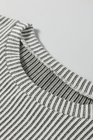 Women's Striped Blouse with Wide Sleeves and Relaxed Fit