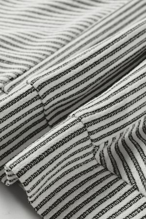 Women's Striped Blouse with Wide Sleeves and Relaxed Fit