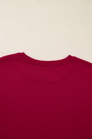 Дамска рокля в цвят бордо с джобове и ефектни панделки по ръкавите