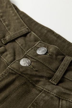 Women’s High-Waisted Wide-Leg Jeans in Olive Green