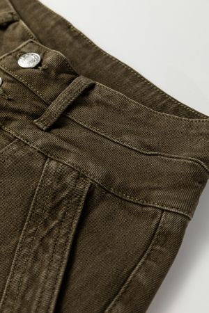 Women’s High-Waisted Wide-Leg Jeans in Olive Green