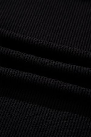 Дамско черно боди рипс с дълъг ръкав