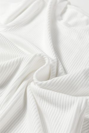 Дамско бяло боди рипс с дълъг ръкав