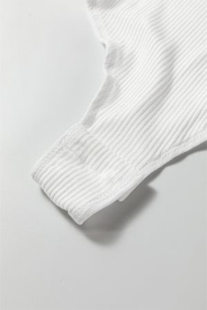 Дамско бяло боди рипс с дълъг ръкав