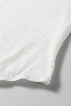 Дамско бяло боди рипс с дълъг ръкав