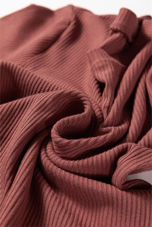 Women’s Rose Brown Ribbed Long Sleeve Bodysuit