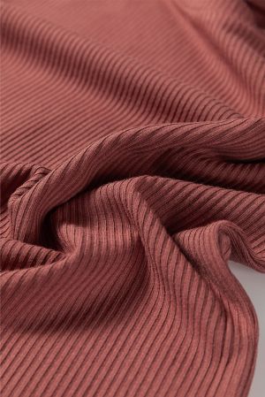 Women’s Rose Brown Ribbed Long Sleeve Bodysuit