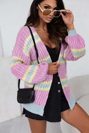 Women’s Pastel Knitted Cardigan with Wide Sleeves