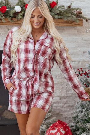 Women’s 100% Cotton Plaid Pajama Set
