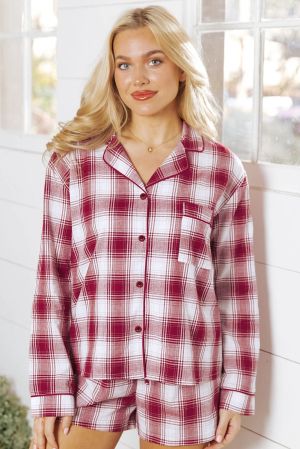 Women’s 100% Cotton Plaid Pajama Set