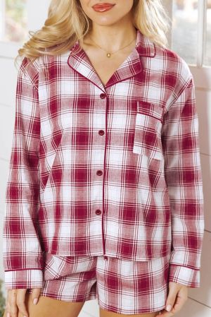 Women’s 100% Cotton Plaid Pajama Set