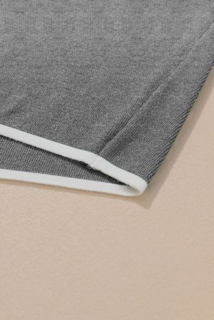 Women's Grey Stretch Tank Top with Contrast White Trims