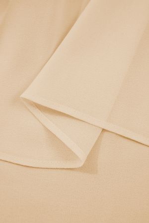 Women’s Beige Flowy Blouse with Loose Fit and Long Sleeves