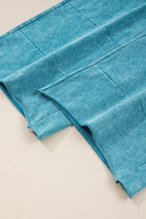 Дамски широк панталон в цвят тюркоаз, 100% памук