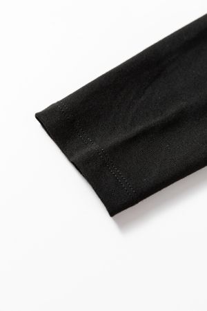 Women’s Black Slim Fit High Neck Long Sleeve Basic Top