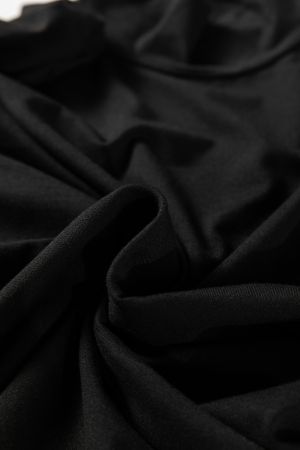 Women’s Black Slim Fit High Neck Long Sleeve Basic Top