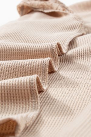 Women's Beige Lace Long Sleeve Textured Pullover