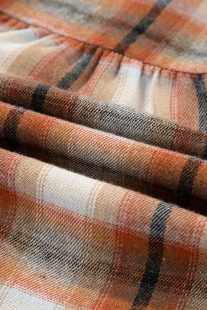 Women’s Plaid Shirt Dress in Warm Brown Tones