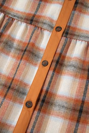 Women’s Plaid Shirt Dress in Warm Brown Tones