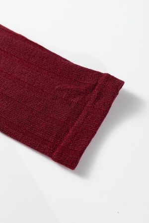 Дамска къса рокля в цвят бордо с дълъг ръкав