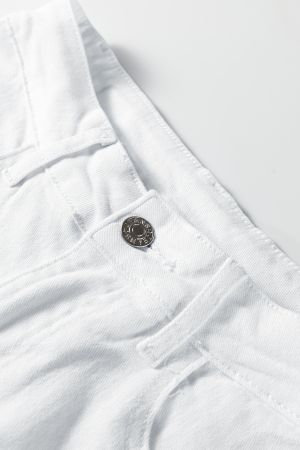 Women’s White Bow Knot Side Detail Straight Leg Loose Jeans