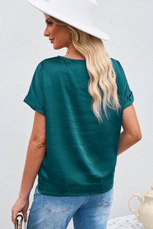 Green Solid Color Short Sleeve T Shirt