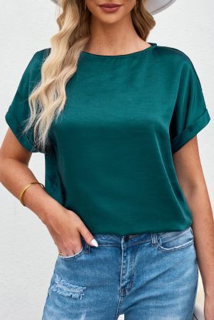 Green Solid Color Short Sleeve T Shirt