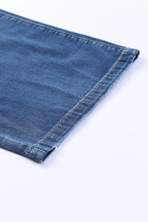 Blue Slouchy Wide Leg Jeans, 100% Cotton