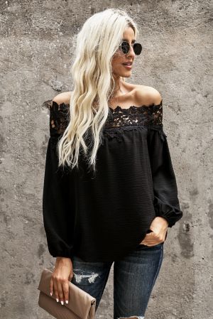 Black Blooming Lace Off The Shoulder Top