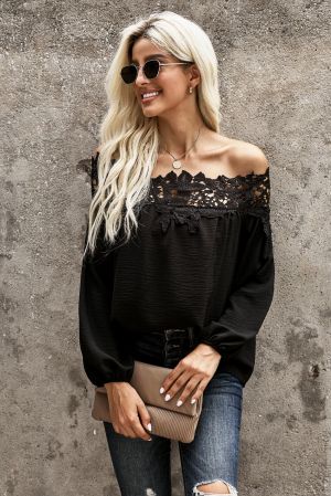 Black Blooming Lace Off The Shoulder Top