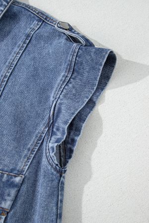 Black Raw Edge Ruffled Short Sleeve Denim Jacket