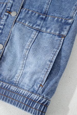 Black Raw Edge Ruffled Short Sleeve Denim Jacket