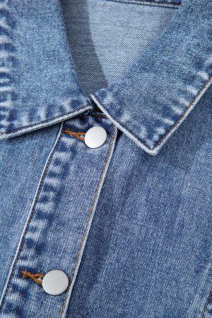 Black Raw Edge Ruffled Short Sleeve Denim Jacket