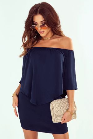 Dressing Layered Navy Mini Poncho Dress