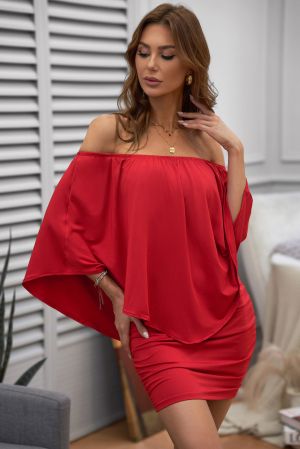 Dressing Layered Red Mini Poncho Dress